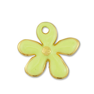 DQ European metal charms flower Gold-Lime Yellow (nickel free)