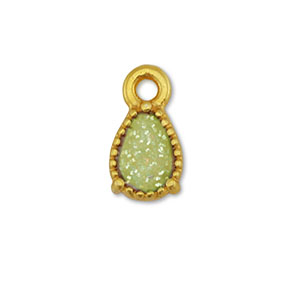 DQ European metal charms drop Gold-Glitter Light Green (nickel free)