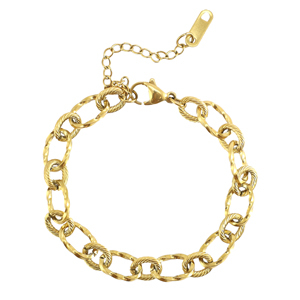 Stainless steel bracelets chain link twisted Gold