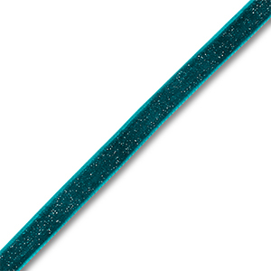 Velvet ribbon Teal Blue-Silver Glitter