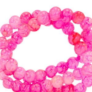 4 mm marbled glass beads Pink