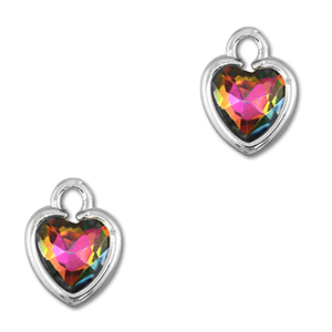 Crystal glass charms heart AB Coating-Silver