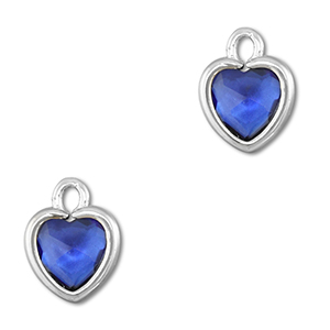 Crystal glass charms heart Dark Blue-Silver