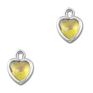 Crystal glass charms heart Yellow-Silver