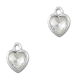 Crystal glass charms heart Transparent-Silver