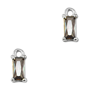 Crystal glass charms rectangle Multicolor-Silver