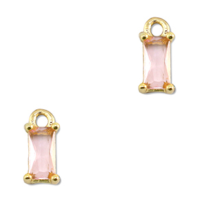 Crystal glass charms rectangle Peach-Gold