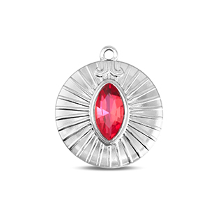 BY31&reg; Stainless steel charms round Silver-Soft Pink Opal