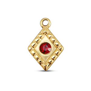 BY31&reg; Stainless steel charms rhombus Gold-Ruby Red