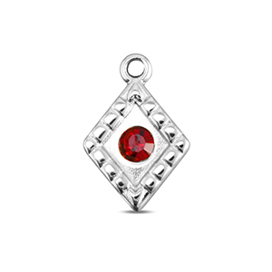 BY31&reg; Stainless steel charms rhombus Silver-Ruby Red