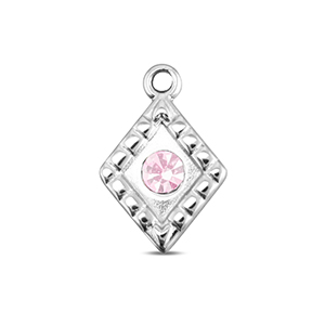 BY31&reg; Stainless steel charms rhombus Silver-Soft Pink Opal