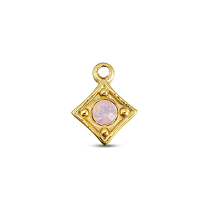 BY31&reg; Stainless steel charms rhombus Gold-Soft Pink Opal