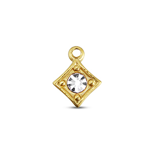 BY31&reg; Stainless steel charms rhombus Gold-Crystal