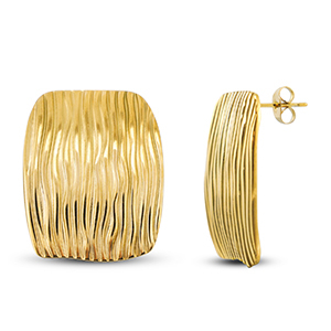 Stainless steel earrings / earpins rectangle Gold