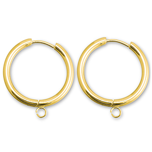 Stainless steel earrings creole with loop 23mm Gold