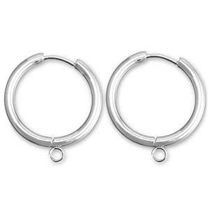 Stainless steel earrings creole with loop 23mm Silver