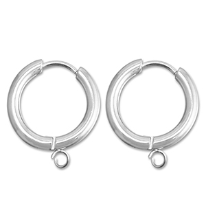 Stainless steel earrings creole with loop 17mm  Silver