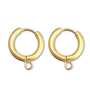 Stainless steel earrings creole with loop 15mm Gold