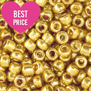 Glass seed beads 6/0 (4mm) Metallic Shine Yellow Gold