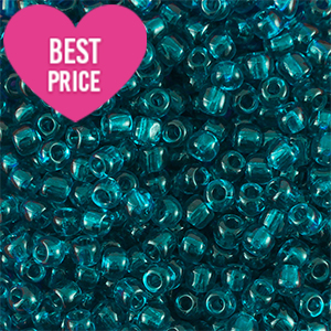 Glass seed beads 6/0 (4mm) Transparent Petrol Blue
