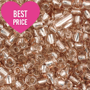 Glass seed beads 6/0 (4mm) Silverlined Light Semolina Beige