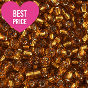 Glass seed beads 8/0 (3mm) Silverlined Copper Brown