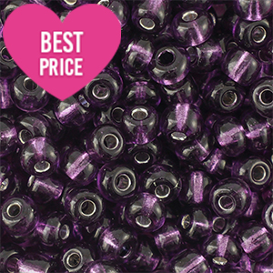 Glass seed beads 12/0 (2mm) Silverlined Purple