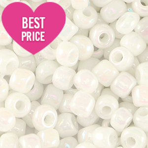 Glass seed beads 8/0 (3mm) White AB