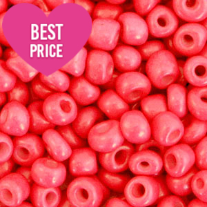 Glass seed beads 8/0 (3mm) Coral red