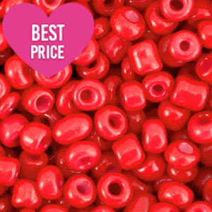 Glass seed beads 8/0 (3mm) Tangerine Tango Red