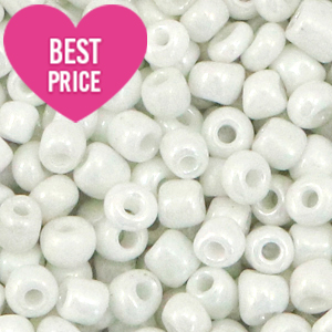 Glass seed beads 8/0 (3mm) Bright White Pearl