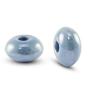 DQ greek ceramic beads rondelle Brisk Blue