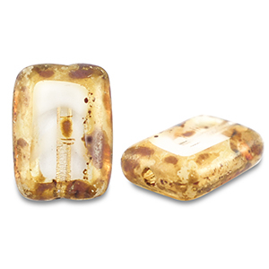 Czech Beads TCB rectangle 12x8mm Transparent- White