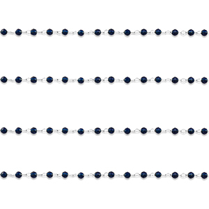 Stainless steel findings belcher chain round Silver-Dark Blue