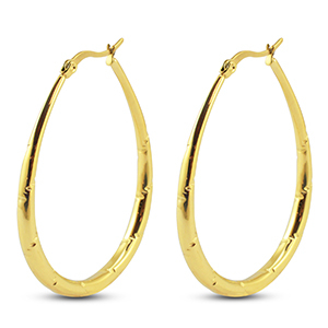 Stainless steel earrings / creoles oval Gold