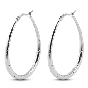 Stainless steel earrings / creoles oval Silver