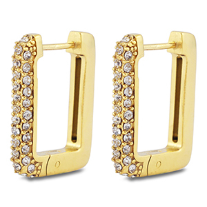 Stainless steel earrings / creoles rectangle Gold