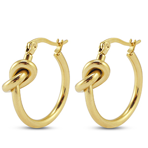 Stainless steel earrings / creoles knot Gold