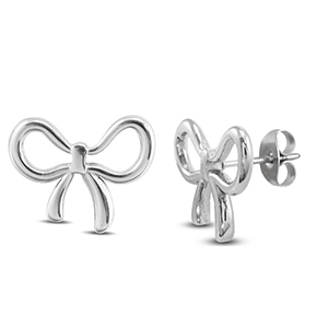 Stainless steel earrings / earpins bow Silver
