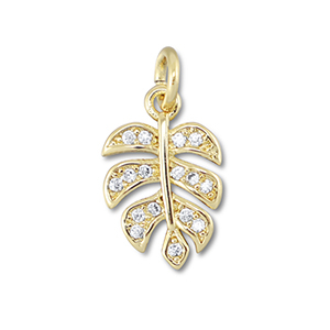 Brass TQ metal charms leaf Gold
