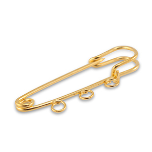 Metal findings ornamental pin with 3 loops Gold