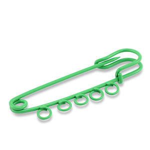 Colourful jewellery findings ornamental pin with 5 loops Green