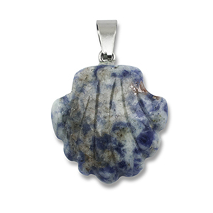 Natural stone charms sodalite and microcline shell Blue-White