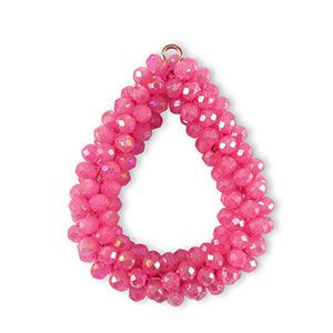 Top Faceted charms drop Rose Red