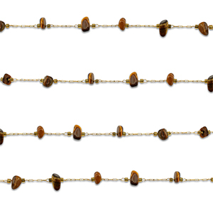 Stainless steel findings belcher chain Tigereye irregular Gold-Golden Brown