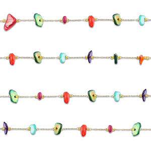 Stainless steel findings belcher chain irregular Gold-Multicolour