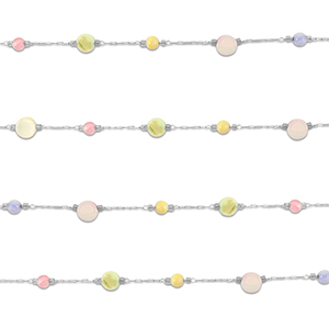 Stainless steel findings belcher chain round Silver-Multicolour Pastel