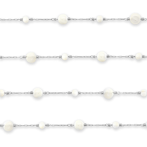 Stainless steel findings belcher chain round Silver-Off White