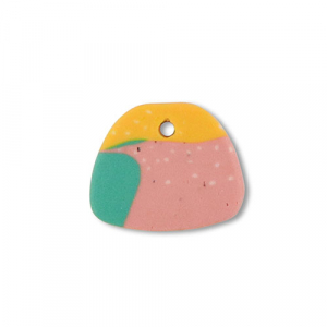 Polymer pendants trapezium Green-Pink-Ochre Yellow