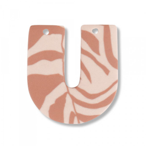 Polymer pendants U-shaped Light Peach Pink-Light Brown